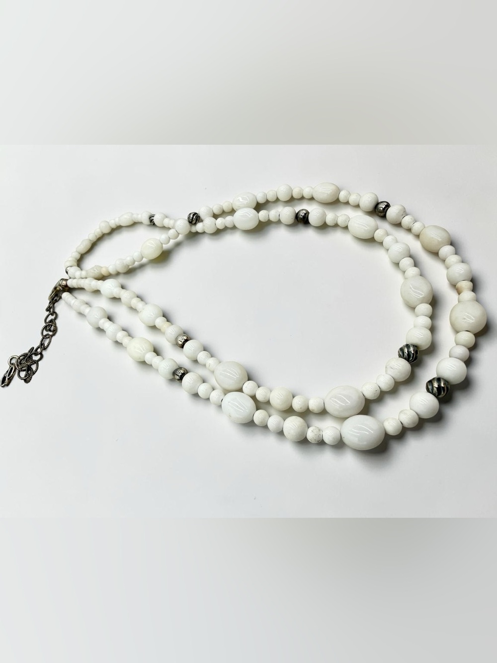 Carolyn Pollack Relios Sterling White Agate Necklace & Earrings Set CP 32”-36” - Picture 10 of 17
